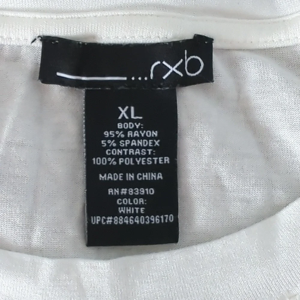RXB White Textured Short Sleeve Blouse Women's XL Casual Minimalist Top - Picture 2 of 3